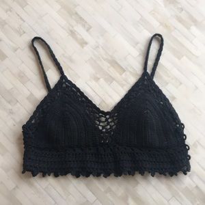 Urban Outfitters Black Crochet Crop Top